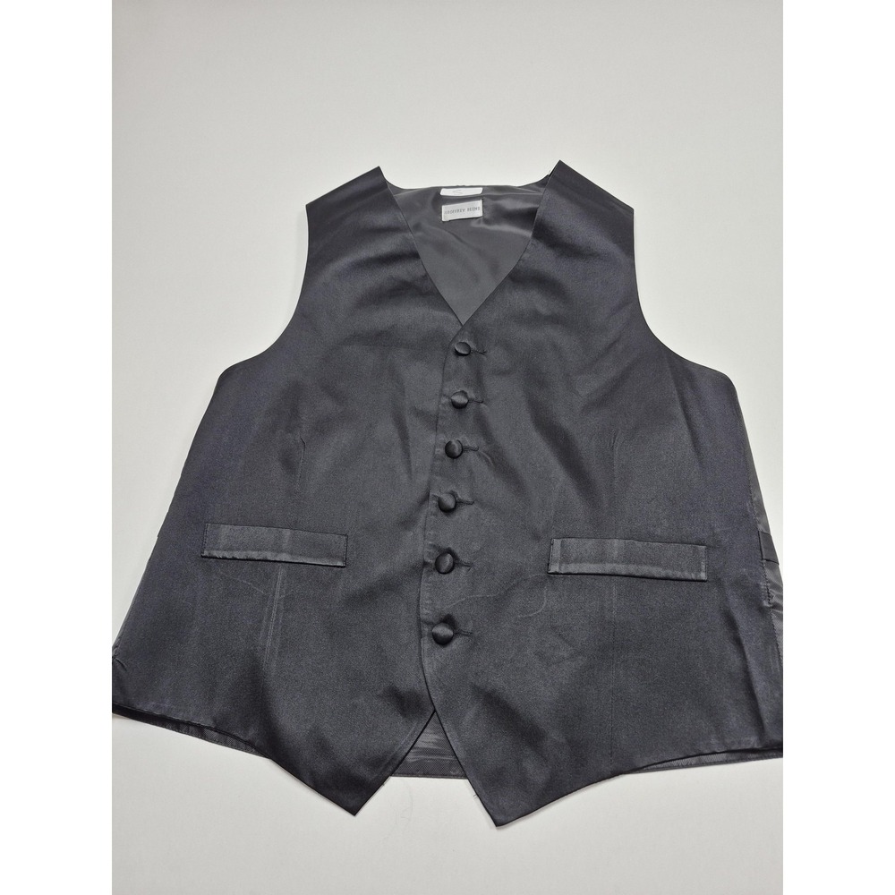Geoffrey Beene Vest Mens Small Black 100% Silk Tuxedo Formal Belted Wedding